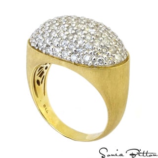 Sonia Bitton 18k Gold 2 1/2ct TDW Designer Pave Diamond Domed Oval Ring (G-H, SI1-SI2)