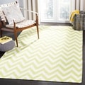 Hand-woven Chevron Dhurrie Green Wool Rug