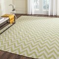 Hand-woven Chevron Dhurrie Blue Wool Rug