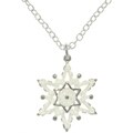 CGC Pewter White Enamel Glittering Snowflake Charm Necklace