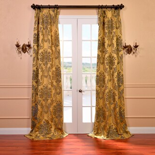 Magdelena Gold and Blue Faux Silk Jacquard French Pleated Curtains
