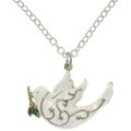 CGC Pewter White Enamel Peace Dove Charm Necklace