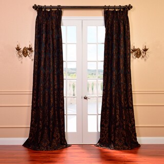 Astoria Black and Cognac Faux Silk Jacquard French Pleated Curtains