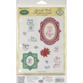 JustRite Stampers Cling Stamp Set-Joy To The World Medallion Labels 14pc