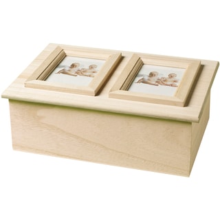Wood Memory Box Double Picture Frame 9-1/4"X6-1/2"X3-1/3"-