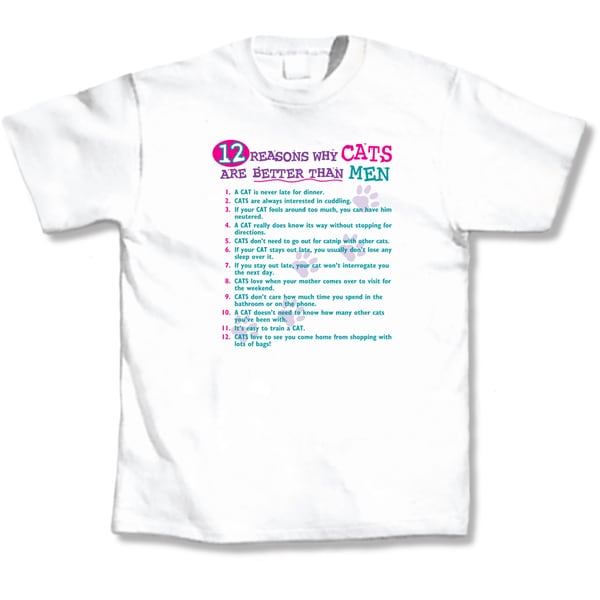 White 'Cats are Better Than Men' T-Shirt