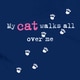 Blue 'My Cat Walks All Over Me' T-shirt