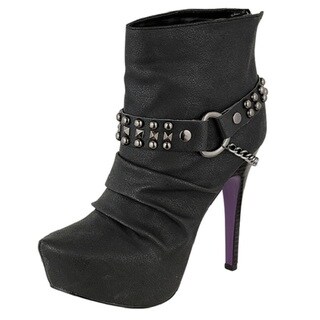 Toi et Moi Women's 'Sheryl-03' Black Studded Chain Ankle Booties
