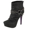 Toi et Moi Women's 'Sheryl-03' Black Studded Chain Ankle Booties