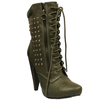 Toi et Moi Women's 'Maquis-05' Khaki Military Style Lace-up Boots