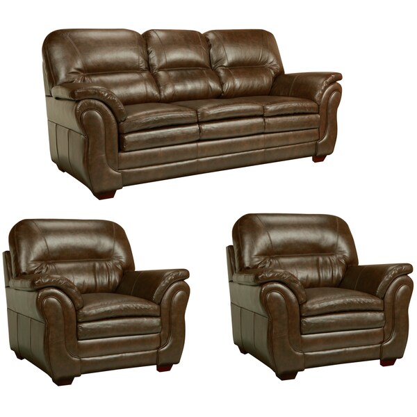 Brompton Cocoa Brown Italian Leather Oversize Sofa And Two Chairs