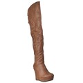 Riverberry Women's 'Charli' Chestnut Over-the-knee Platform Wedged Boots