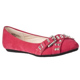 Riverberry Women's 'Jayden' Red Studded Microsuede Flats