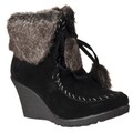 Bamboo by Riverberry Women's 'Marlyn' Black Faux Fur-trimmed Ankle Boots