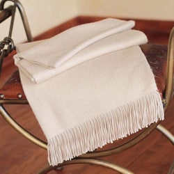 Handwoven Alpaca 'Cozy Beige' Cotton Throw (Peru)