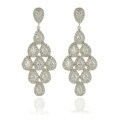 Silvertone White Cubic Zirconia Chandelier Earrings