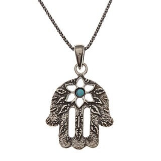 Sterling Silver Turquoise 'Hamsa' Evil Eye Necklace
