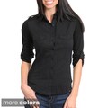 Stanzino Women's Button Down Top with Roll-up Sleeves
