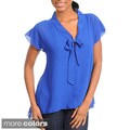 Stanzino Women's Short Sleeve Ribbon Bow Top