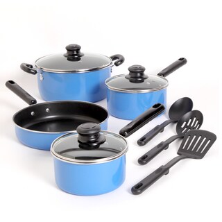 Gibson Blue 'Merville' 10-piece Cookware Set