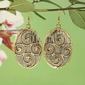 Handcrafted Brass and Copper Swirls on Textured Steel Dangle Earrings (India)