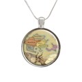 Map of the World Compass Glass Pendant and Necklace