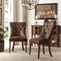 TRIBECCA HOME Atelier Traditional French Burnished Brown Oak Dining Chair (Set of 2)