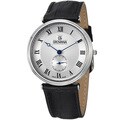 Grovana Men's Silver Dial Black Leather Strap Quartz Watch