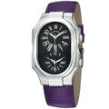 Philip Stein Women's 'Signature' Black Dial Purple Strap Quartz Watch