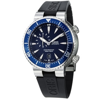 Oris Men's 'TT1 Diver' Blue Dial Black Rubber Strap Automatic Watch