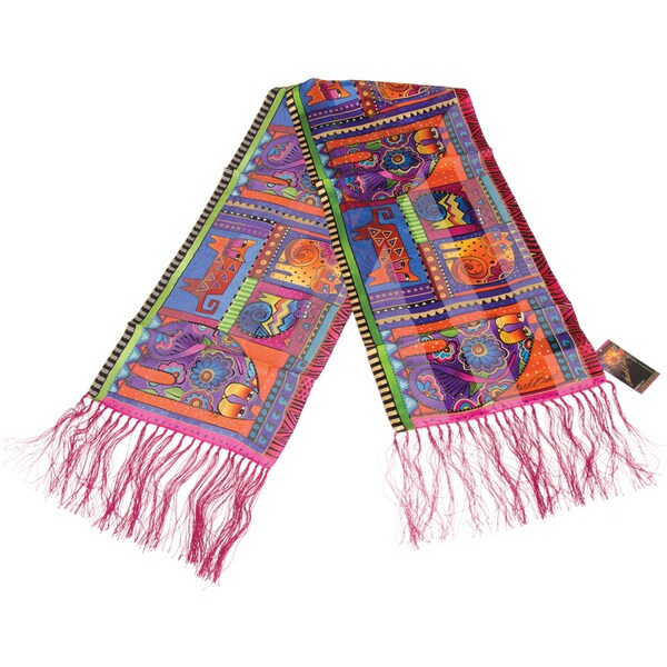 Laurel Burch Scarves-Cat Portraits Fringe