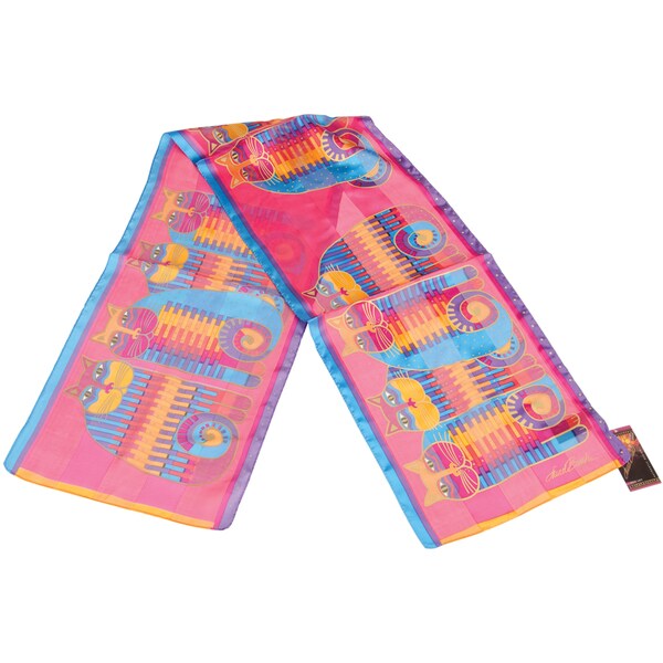Laurel Burch Scarves-Rainbow Cat Cousins Classic