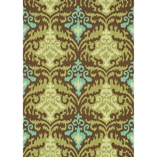 Hand-hooked Fandango Brown/ Green Rug (3'6 x 5'6)