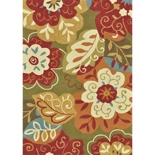 Hand-hooked Fandango Green Rug (5' x 7'6)