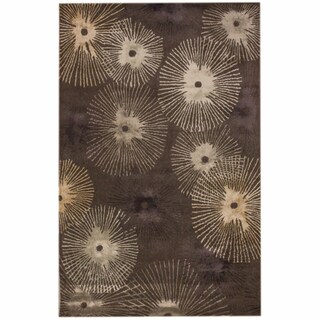Handmade Burst Brown Faux Silk/ Wool Rug