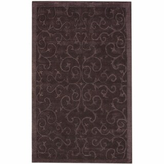 Handmade Swirls Brown Faux Silk / Wool Rug