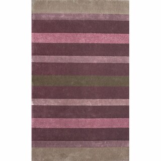 Rug Collective Handmade Stripes Multi Faux Silk / Wool Rug (5' x 8')