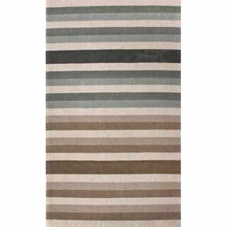 Rug Collective Handmade Stripes Multi Faux Silk / Wool Rug (5' x 8')