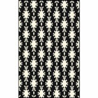 Rug Collective Handmade Ikat Black Wool Rug (5' x 8')