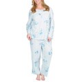 La Cera Women's Plus Size Blue Floral Knit Pajama Set