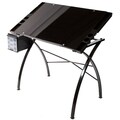 Martin Dezign Black Glass Top Drawing Table