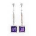 Meredith Leigh Silver Amethyst and 1/6ct TDW Diamond Earrings (H-I, I2-I3)