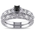 Miadora Sterling Silver 1/3ct TDW Diamond Bridal Ring Set