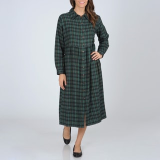 http://ak1.ostkcdn.com/images/products/7521635/7521635/La-Cera-Womens-Green-Plaid-Flannel-Button-front-Dress-P14959780.jpeg