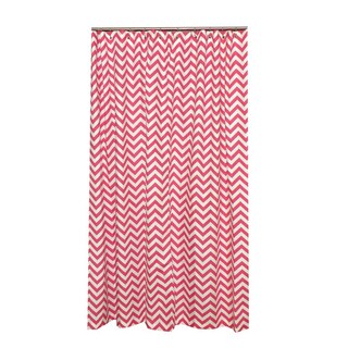 Chevron Designer Cotton Pink and White Shower Curtain