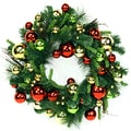 24-inch Green Holiday Ornaments Wreath