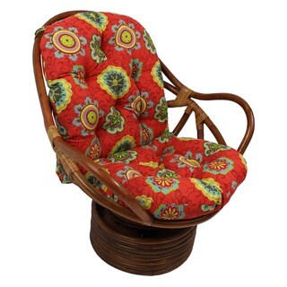 Sale International Caravan Bali Rattan Outdoor Fabric Print Swivel Rocker Chair Ipeittyao3y