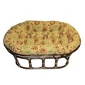 International Caravan Mamasan Rattan Double Papasan Chair with Outdoor Fabric Print Cushion