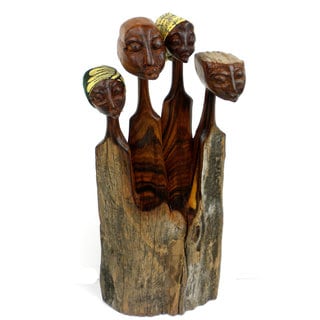 @@@ >  Handcrafted Sandalwood Family Sculpture (Mozambique)