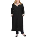 La Cera Women's Plus Size Puckered Reversible Long Coat